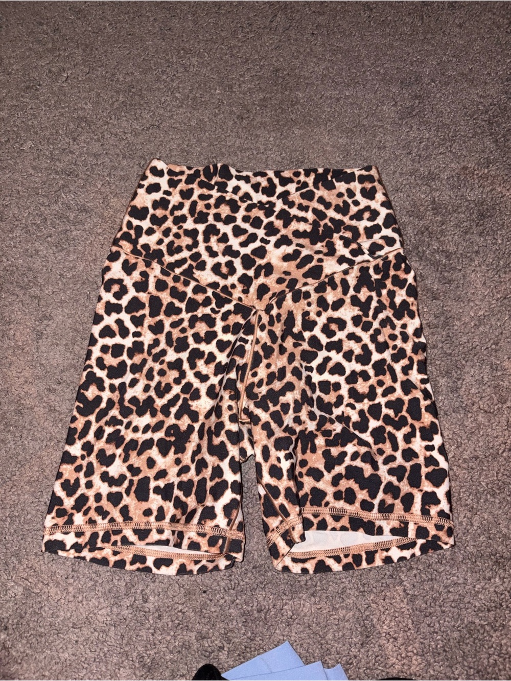 aerie crossover Leopard Print High-Rise Bike Shorts - Tan & Black